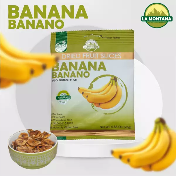 Banana dried snacks - 0.88 oz - 100% fruit natural - No sugar addied - Gluten Free