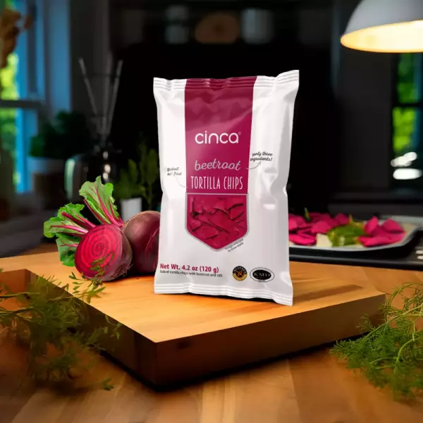 Beetroot and corn tortilla chips / 4.2oz (120 grams)  / Plant Based / Clean label / No preservatives