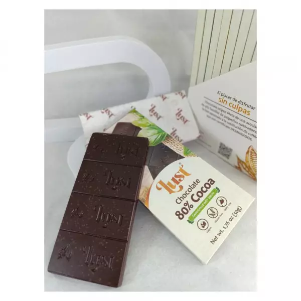 CHOCOLATE 80% cocoa - 1.76oz with STEVIA - Gluten Free - Vegan - Sugar Free - Milk Free