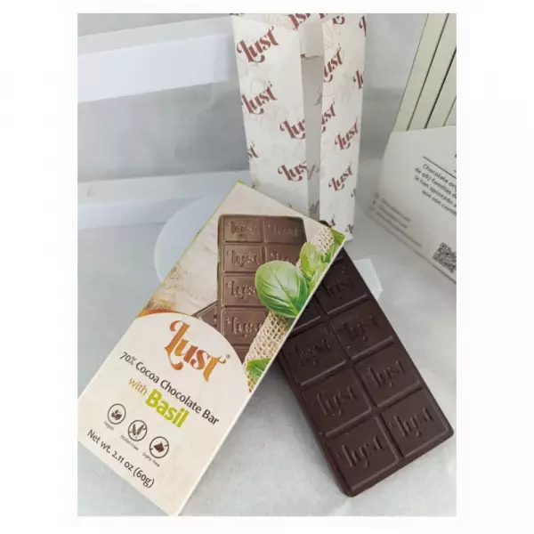 Chocolate with BASIL 70% cocoa - 2.11oz - Gluten Free - Vegan - Milk Free