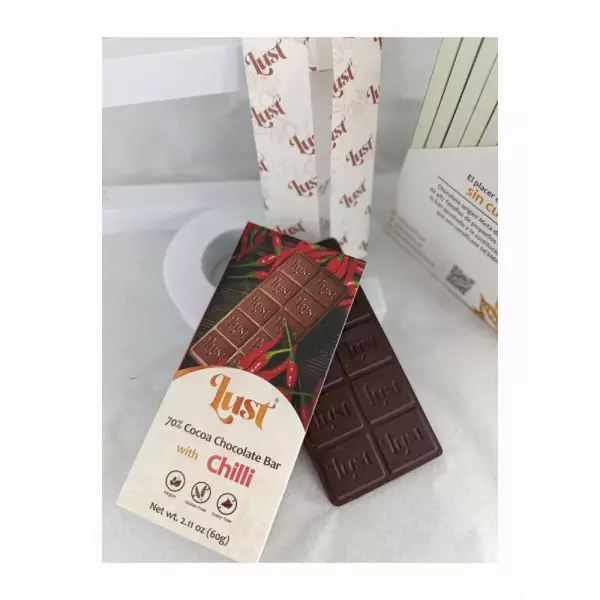 Chocolate with CHILLI 70% cocoa - 2.11oz - Gluten Free - Vegan - Milk Free