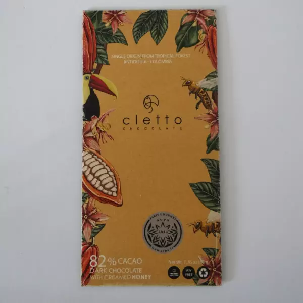 Dark Chocolate Bar - 82% Cacao Filled with Creamy honey - 1.76 oz - Colombian Bean-to-Bar Chocolate
