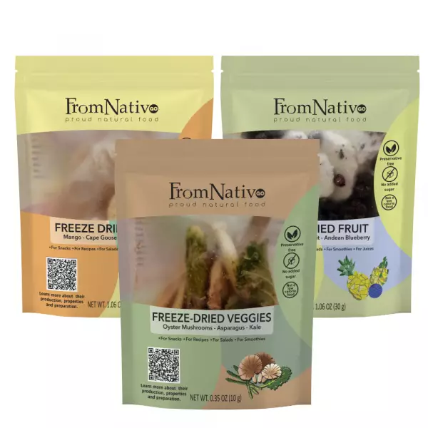 FromNativoGo | Freeze-Dried Fruit & Vegetable Mix Package | 2.45 Oz E
