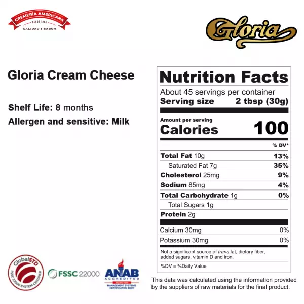 Gloria Cream Cheese - 3 lb