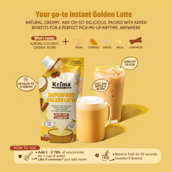 Golden Latte 7.05 oz / Almond / Cashew / Coconut / Instant drink mix / Vegan / Sugar Free/Turmeric