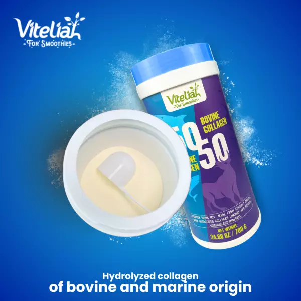 Hydrolyzed Collagen of bovine and marine origin 5050 without soy without maltodextrin. vanilla.