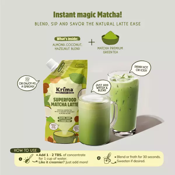 Matcha Latte 7.05 oz / Almond / Hazelnut / Coconut / Instant drink mix / Vegan / Tea / Sugar free