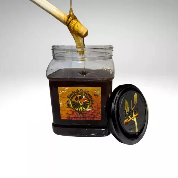 Pure bee honey. Square Plastic Jar - 48 oz