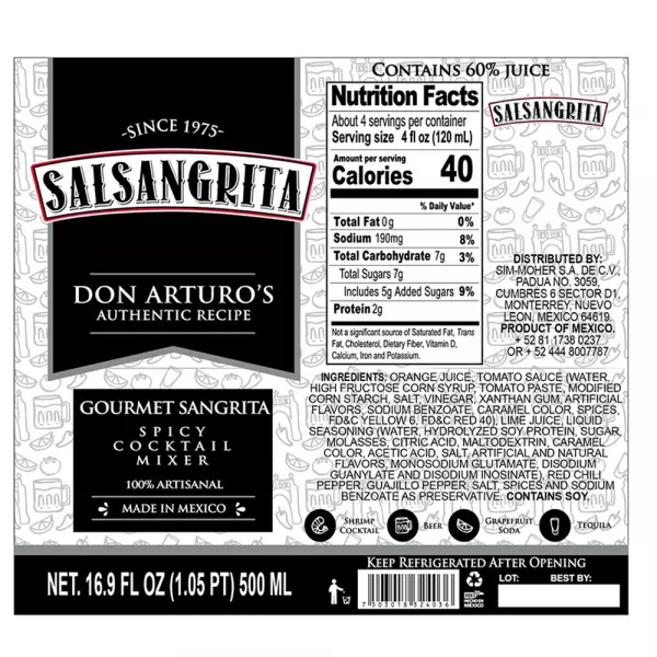 Sangrita / Organic / 100% Natural / Craft Beverage / 16.91 fl oz