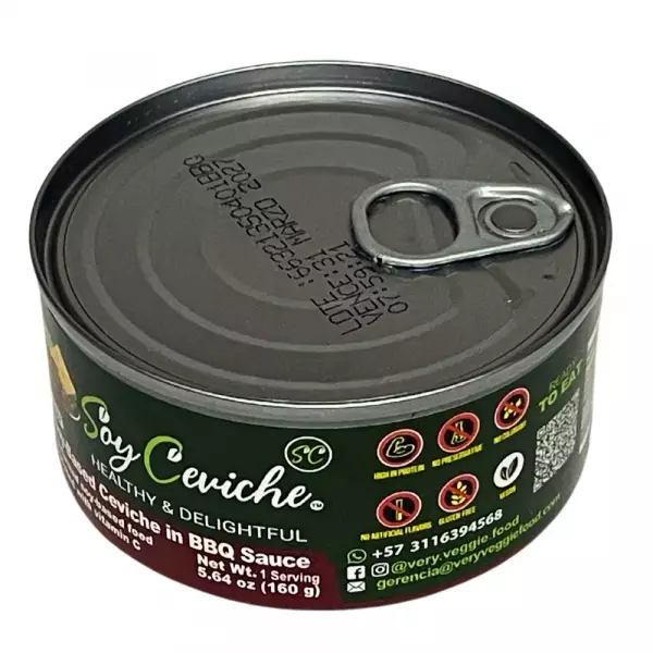 Soy Ceviche in BBQ Sauce-5,64oz-Vegan Protein–Gluten free–Low in calories-High fiber-Low sugar