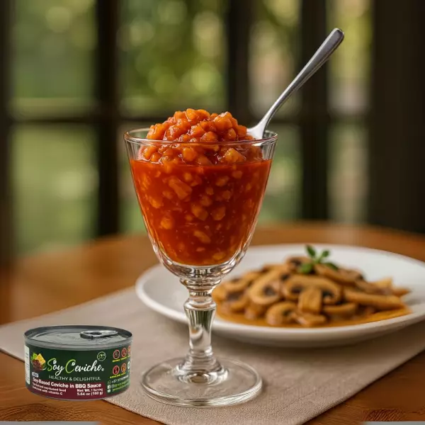 Soy Ceviche in BBQ Sauce-5,64oz-Vegan Protein–Gluten free–Low in calories-High fiber-Low sugar