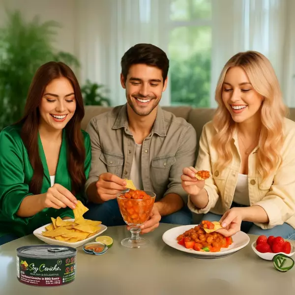 Soy Ceviche in BBQ Sauce-5,64oz-Vegan Protein–Gluten free–Low in calories-High fiber-Low sugar