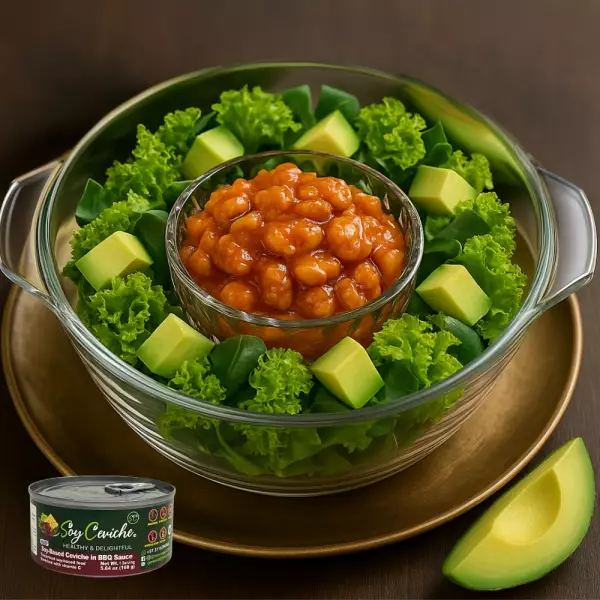 Soy Ceviche in BBQ Sauce-5,64oz-Vegan Protein–Gluten free–Low in calories-High fiber-Low sugar