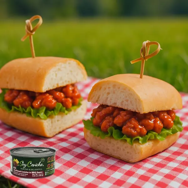 Soy Ceviche in BBQ Sauce-5,64oz-Vegan Protein–Gluten free–Low in calories-High fiber-Low sugar