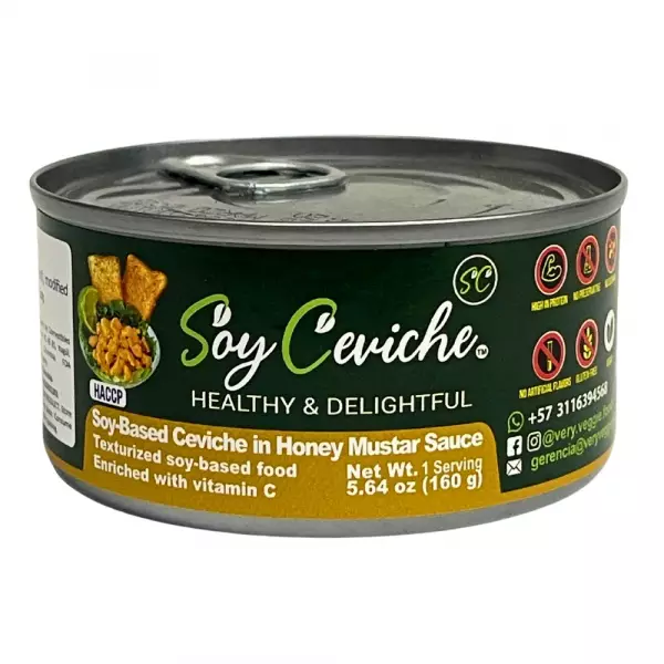Soy Ceviche in Honey Mustard Sauce-5,64oz-Vegan Protein–Gluten free – Ready-to-eat – High fiber