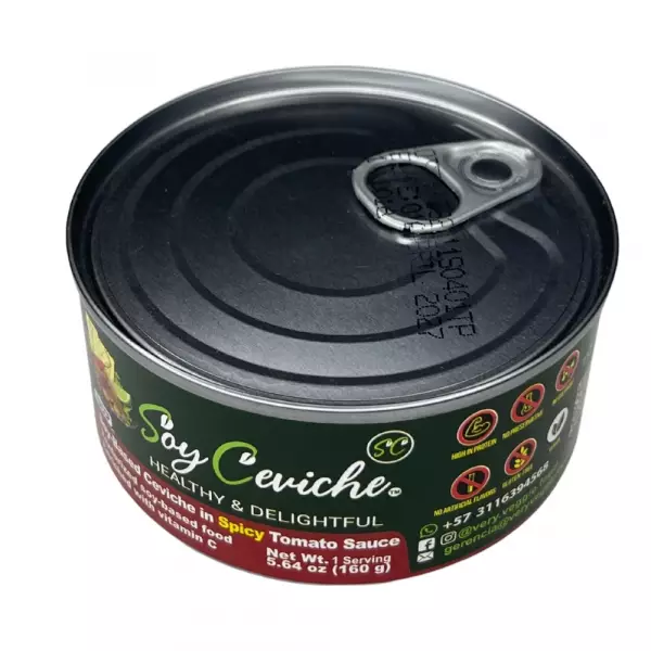 Soy Ceviche in Spicy BBQ Sauce-5,64oz-Vegan Protein–Gluten free–Low in calories-High fiber-Low sugar
