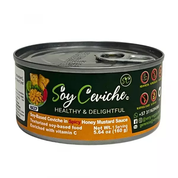 Soy Ceviche in Spicy Honey Mustard Sauce-5,64oz-Vegan Protein–Gluten free–Low in calories-High fiber