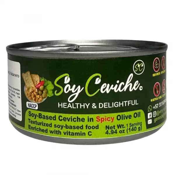 Soy Ceviche in Spicy Olive Oil–5,64oz–Vegan Protein–Gluten free–High fiber–No added sugar
