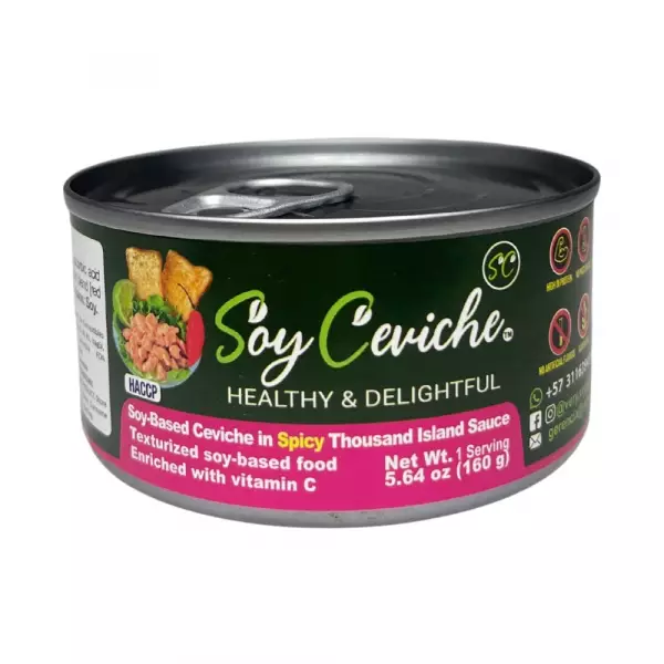 Soy Ceviche in Spicy Thousand Island Sauce-5,64oz-Vegan protein–Gluten free–No added sugar