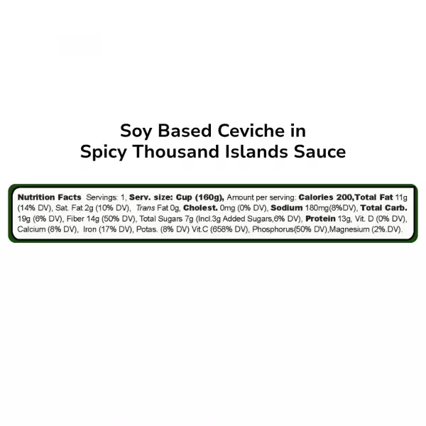 Soy Ceviche in Spicy Thousand Island Sauce-5,64oz-Vegan protein–Gluten free–No added sugar
