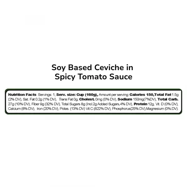 Soy Ceviche in Spicy Tomato Sauce–5,64oz–Vegan protein–Gluten free–Low calorie–Low sugar - Healthy