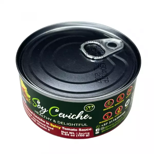 Soy Ceviche in Spicy Tomato Sauce–5,64oz–Vegan protein–Gluten free–Low calorie–Low sugar - Healthy