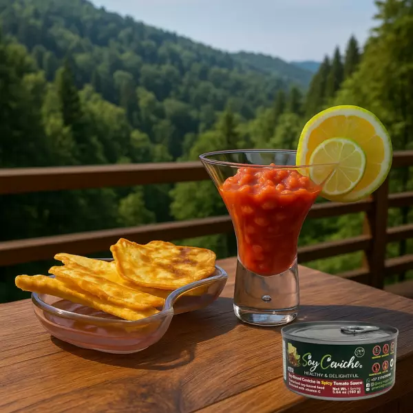 Soy Ceviche in Spicy Tomato Sauce–5,64oz–Vegan protein–Gluten free–Low calorie–Low sugar - Healthy