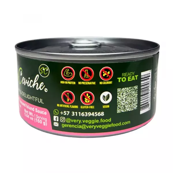 Soy Ceviche in Thousand Island Sauce – 4-pack (5.64oz each) – Vegan protein – Gluten free–High fiber