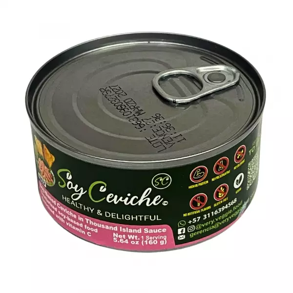 Soy Ceviche in Thousand Island Sauce – 4-pack (5.64oz each) – Vegan protein – Gluten free–High fiber