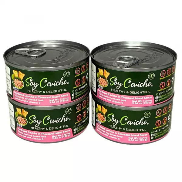 Soy Ceviche in Thousand Island Sauce – 4-pack (5.64oz each) – Vegan protein – Gluten free–High fiber