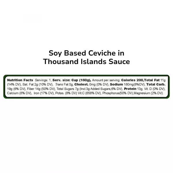 Soy Ceviche in Thousand Island Sauce-5,64oz-Vegan Protein–Gluten free–High fiber-No added sugar