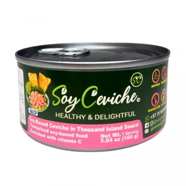 Soy Ceviche in Thousand Island Sauce-5,64oz-Vegan Protein–Gluten free–High fiber-No added sugar E