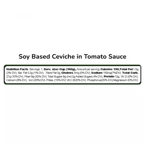 Soy Ceviche in Tomato Sauce – 4-Pack(5.64oz each) – Plant-Based Protein – Gluten-Free – Ready-to-eat