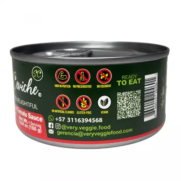 Soy Ceviche in Tomato Sauce – 4-Pack(5.64oz each) – Plant-Based Protein – Gluten-Free – Ready-to-eat