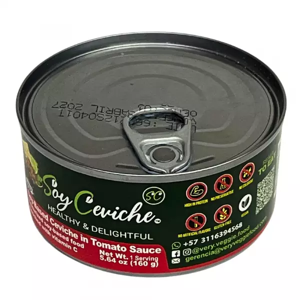 Soy Ceviche in Tomato Sauce – 4-Pack(5.64oz each) – Plant-Based Protein – Gluten-Free – Ready-to-eat