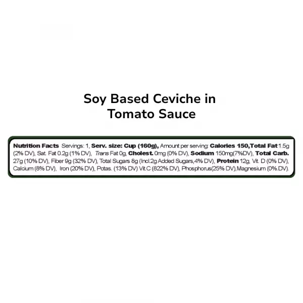 Soy Ceviche in Tomato Sauce -5,64oz- Vegan protein - Gluten free - Healthy snack or meal - Low sugar