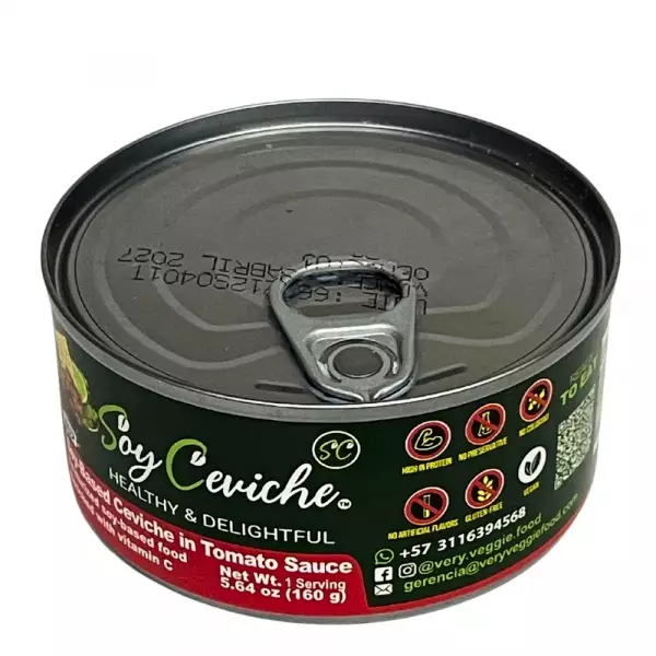 Soy Ceviche in Tomato Sauce -5,64oz- Vegan protein - Gluten free - Healthy snack or meal - Low sugar