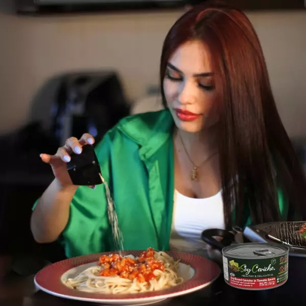 Soy Ceviche in Tomato Sauce -5,64oz- Vegan protein - Gluten free - Healthy snack or meal - Low sugar