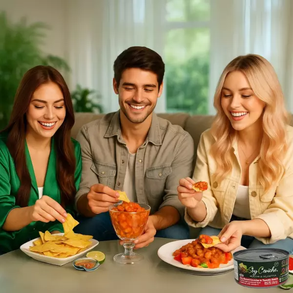 Soy Ceviche in Tomato Sauce -5,64oz- Vegan protein - Gluten free - Healthy snack or meal - Low sugar