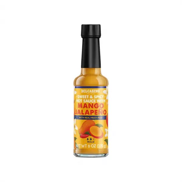 Sweet and spicy hot sauce with mango y jalapeño/habanero bell pepper/natural vinegar-glass jar 6oz