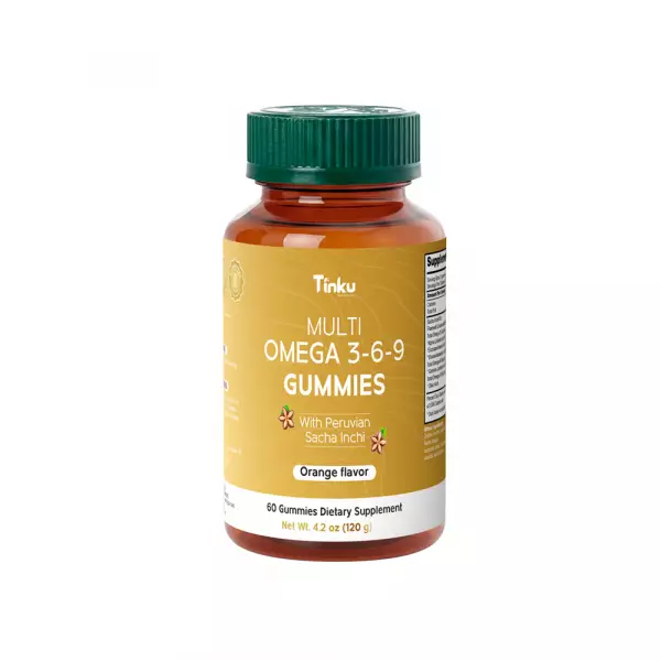 Tinku | Omega Plus Gummies – 3-6-9 with Sacha Inchi | 4.2 oz E