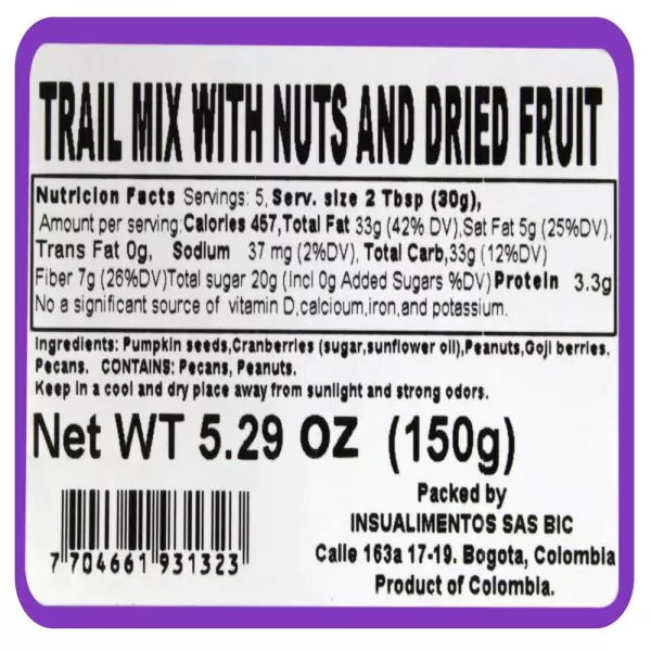 TRAIL MIX WITH NUTS AND DRIED FRUIT - 5.29 oz 1