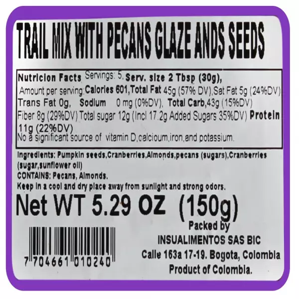 TRAIL MIX WITH PECANS GLAZE AND SEEDS - 5.29 oz