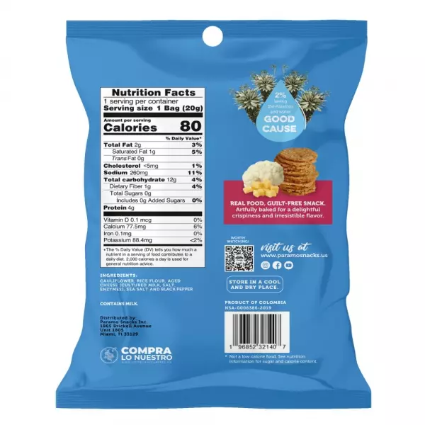 Baked Cauliflower Cheese Crisps 0.7oz Snack - Vegatarian. no oil. no added sugar. gluten free