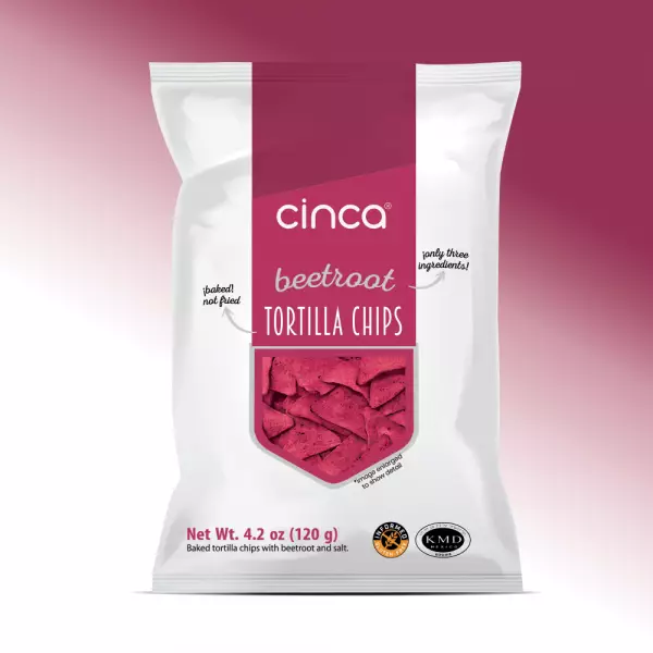 Beetroot and corn tortilla chips / 4.2oz (120 grams) / Plant Based / Clean label / No preservatives