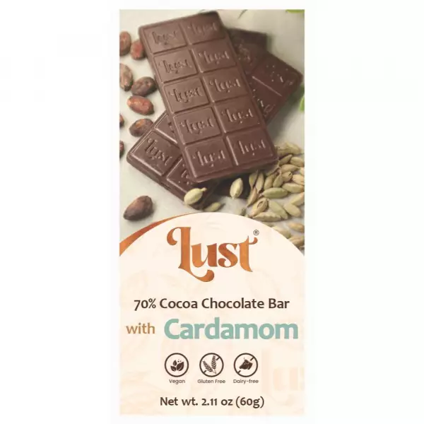 Chocolate with CARDAMOM 70% cocoa - 2.11oz - Gluten Free - Vegan - Milk Free
