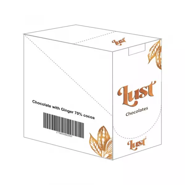 Chocolate with GINGER 70% cocoa - 2.11oz - Gluten Free - Vegan - Milk Free