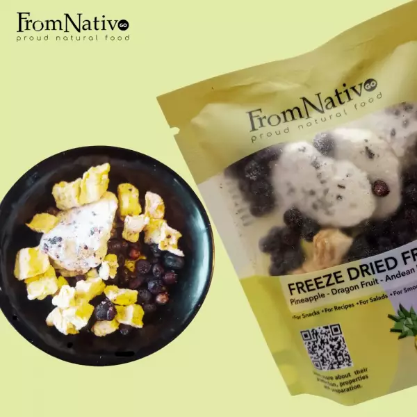 Freeze Dried Fruit 1.05 Oz  Pineapple Dragon fruit- Andean Blueberry Mix