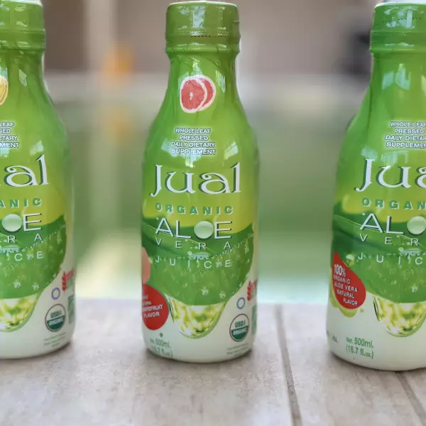 Organic Lemon & Ginger Aloe Vera Juice - 16.7oz - Vegan, Zero Sugar, Aloin/Gluten Free, Kosher.